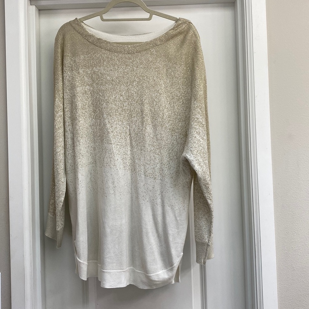 NWOT Margeaux & Ellie Metallic Gold and Beige Long Sleeve Sweater 3x